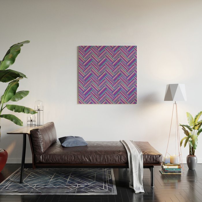 Knitted Textured Pattern Purple Wood Wall Art Gallery Image 2