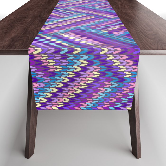 Knitted Textured Pattern Purple Table Runner Gallery Image 1