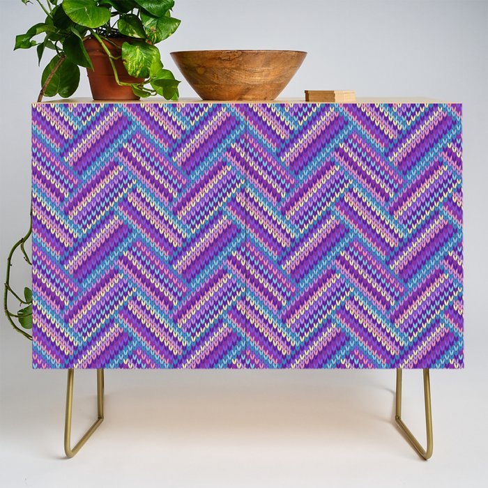 Knitted Textured Pattern Purple Credenza Gallery Image 1