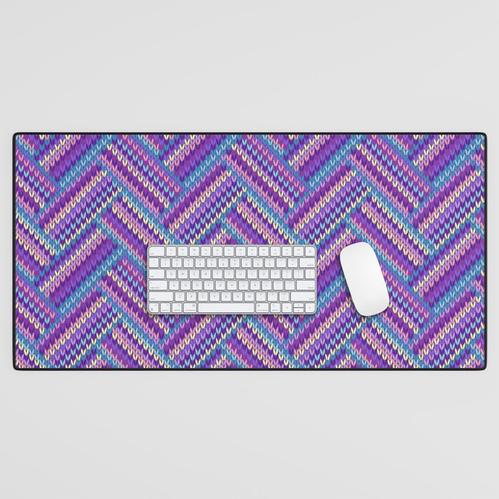 Knitted Textured Pattern Purple Desk Mat Gallery Image 1