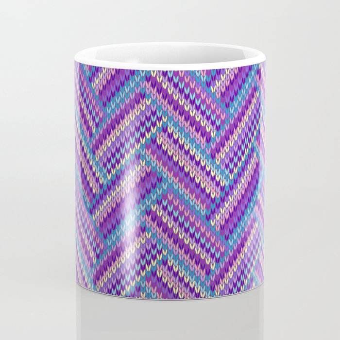 Knitted Textured Pattern Purple Coffee Mug Gallery Image 4