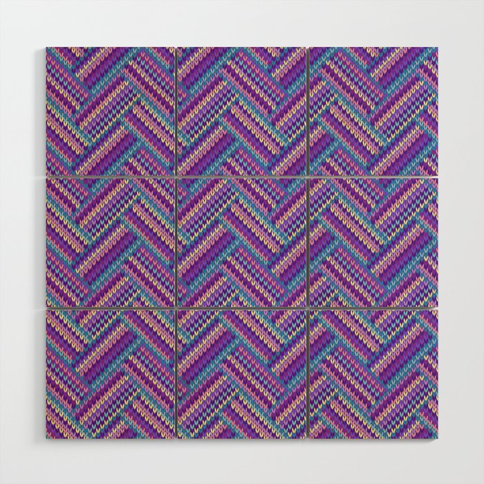 Knitted Textured Pattern Purple Wood Wall Art Gallery Image 1