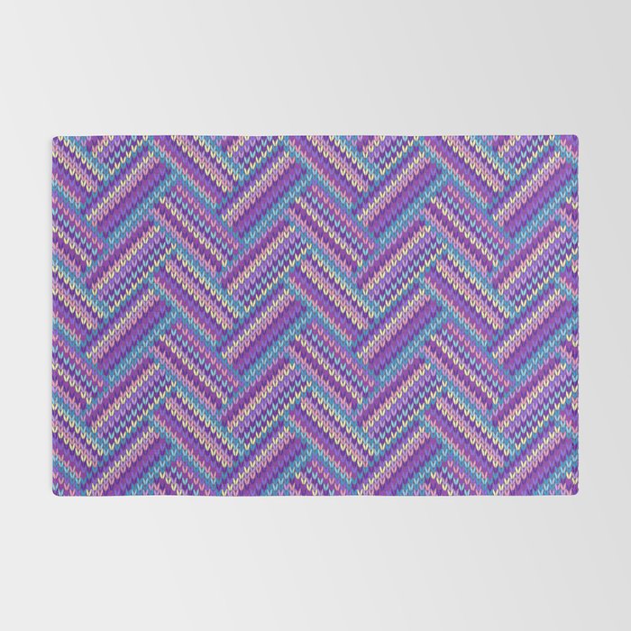 Knitted Textured Pattern Purple Rug Gallery Image 2