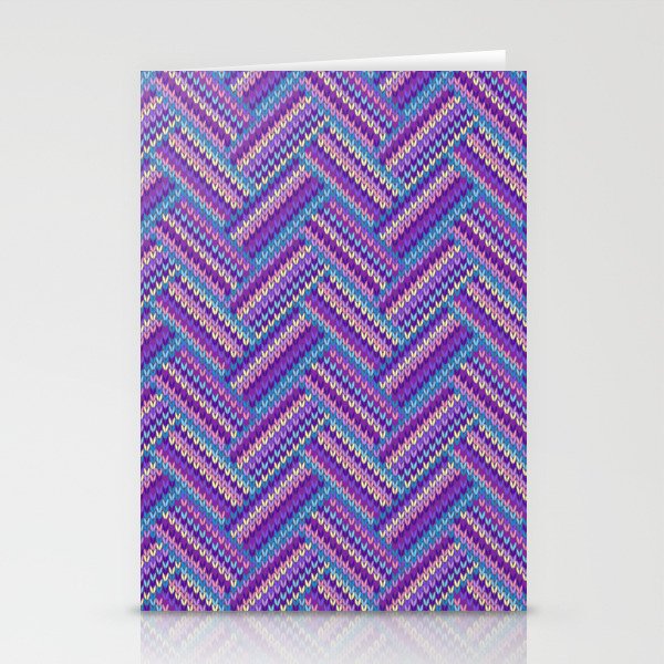 Knitted Textured Pattern Purple Stationery Card Gallery Image 1