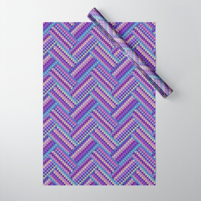 Knitted Textured Pattern Purple Wrapping Paper Gallery Image 1