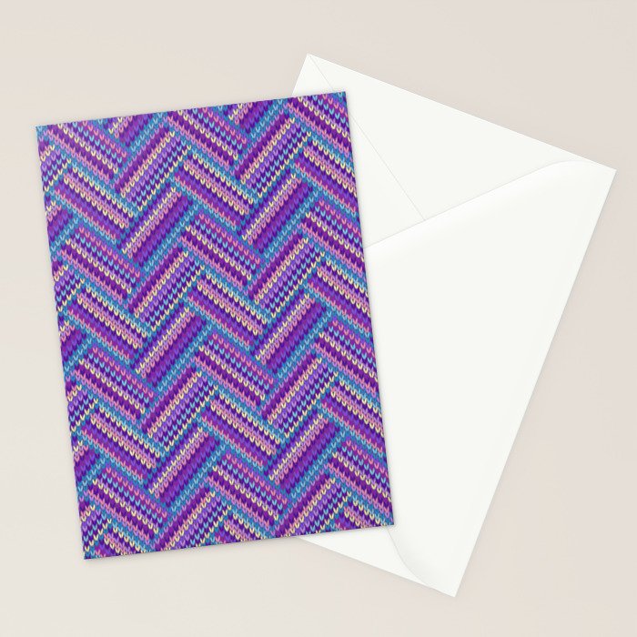 Knitted Textured Pattern Purple Stationery Card Gallery Image 2