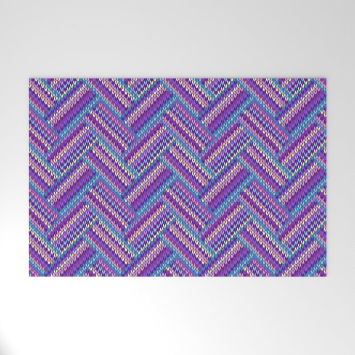 Knitted Textured Pattern Purple Welcome Mat Gallery Image 1