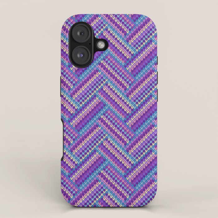 Knitted Textured Pattern Purple iPhone Case Gallery Image 1