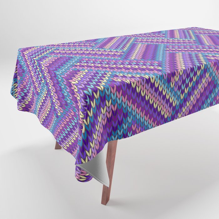 Knitted Textured Pattern Purple Tablecloth Gallery Image 1