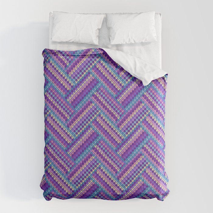 Knitted Textured Pattern Purple Comforter