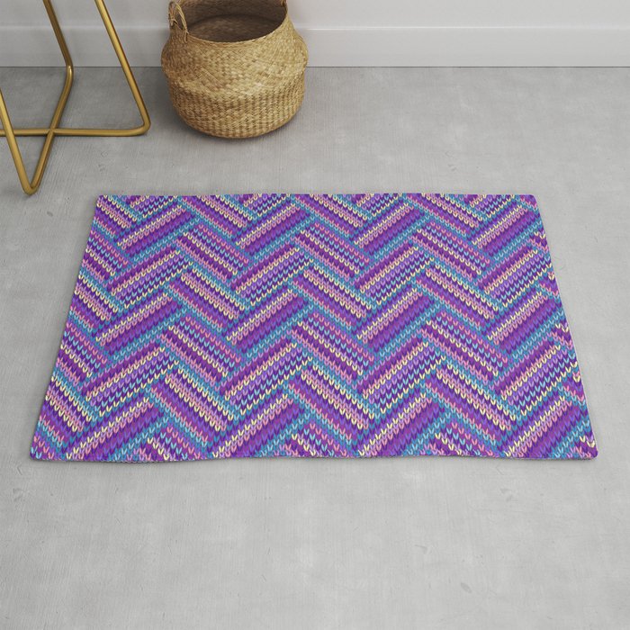 Knitted Textured Pattern Purple Rug Gallery Image 1
