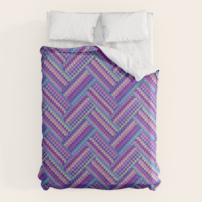 Knitted Textured Pattern Purple Duvet Cover Gallery Image 6
