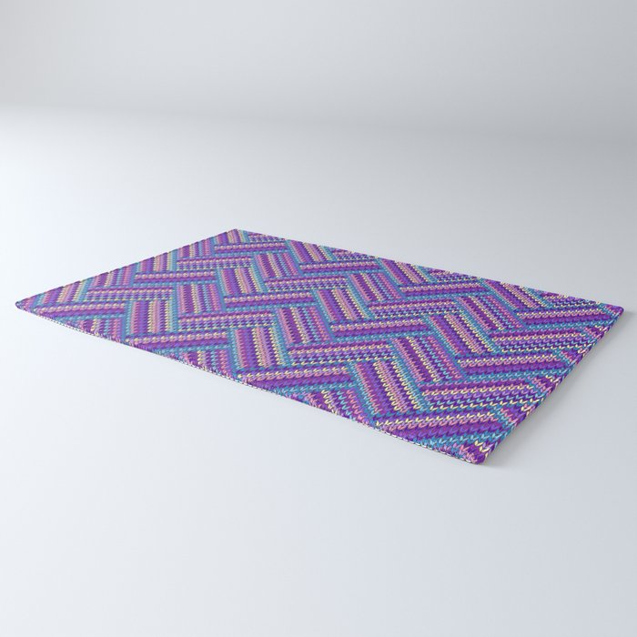 Knitted Textured Pattern Purple Rug Gallery Image 3