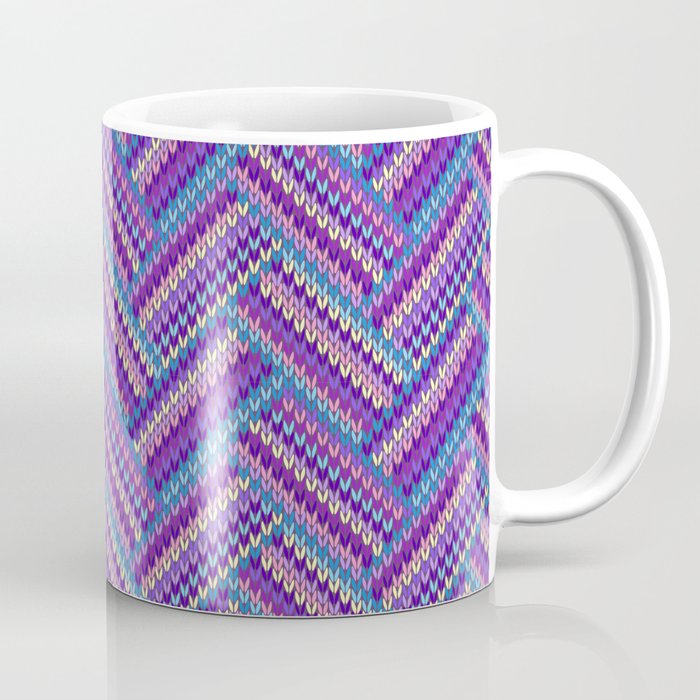 Knitted Textured Pattern Purple Coffee Mug Gallery Image 1