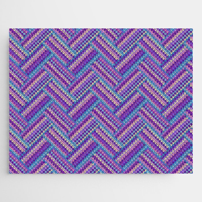 Knitted Textured Pattern Purple Jigsaw Puzzle Gallery Image 1