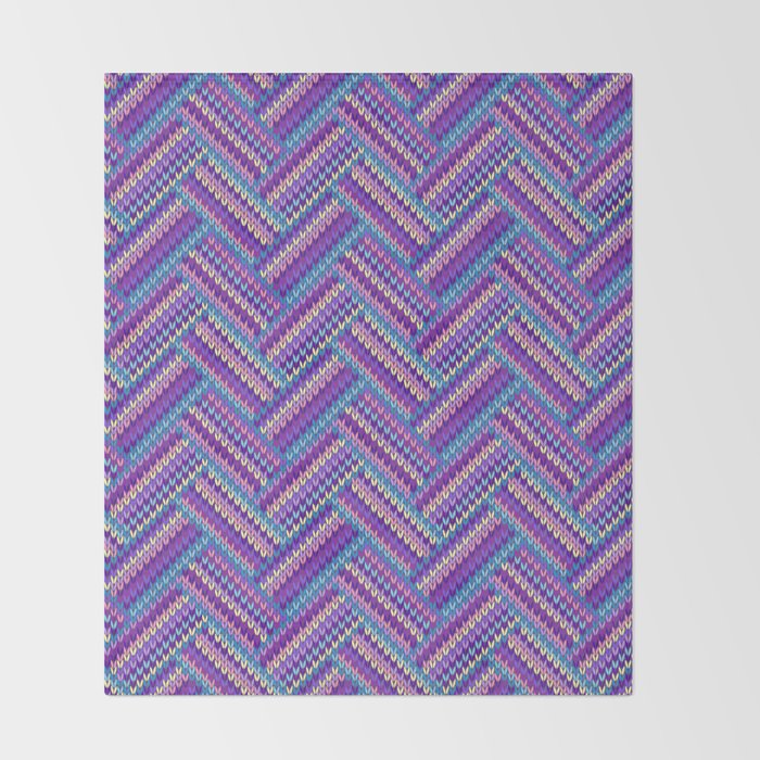 Knitted Textured Pattern Purple Throw Blanket Gallery Image 2