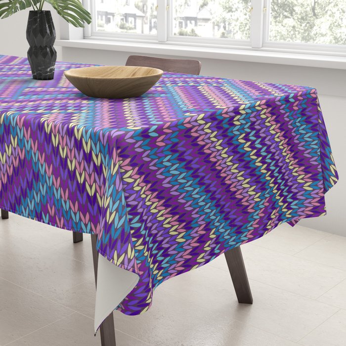 Knitted Textured Pattern Purple Tablecloth Gallery Image 3