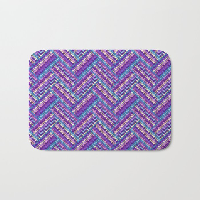 Knitted Textured Pattern Purple Bath Mat Gallery Image 1