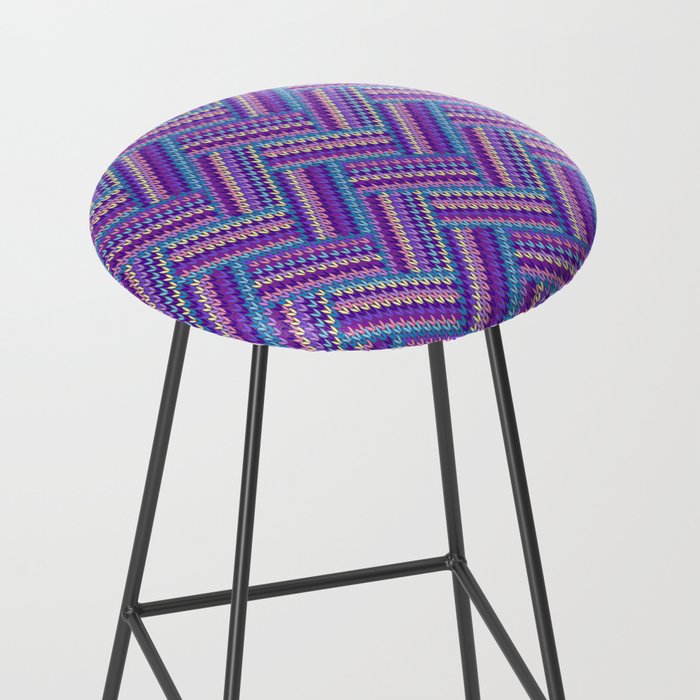 Knitted Textured Pattern Purple Stool Gallery Image 2