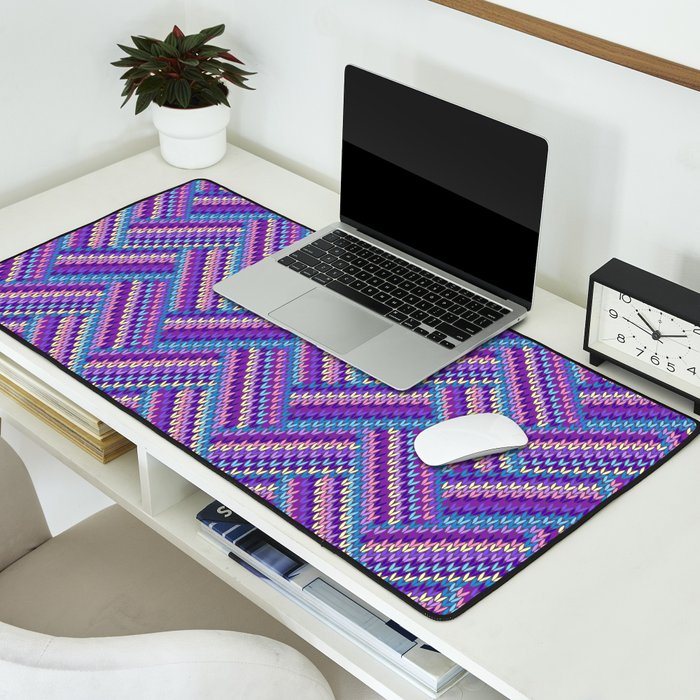 Knitted Textured Pattern Purple Desk Mat Gallery Image 2