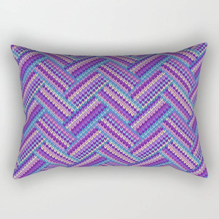 Knitted Textured Pattern Purple Rectangular Pillow Gallery Image 1
