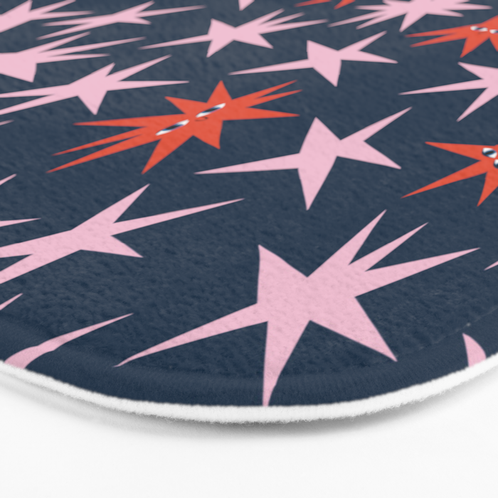 Pink Stars Pattern Bath Mat Gallery Image 3