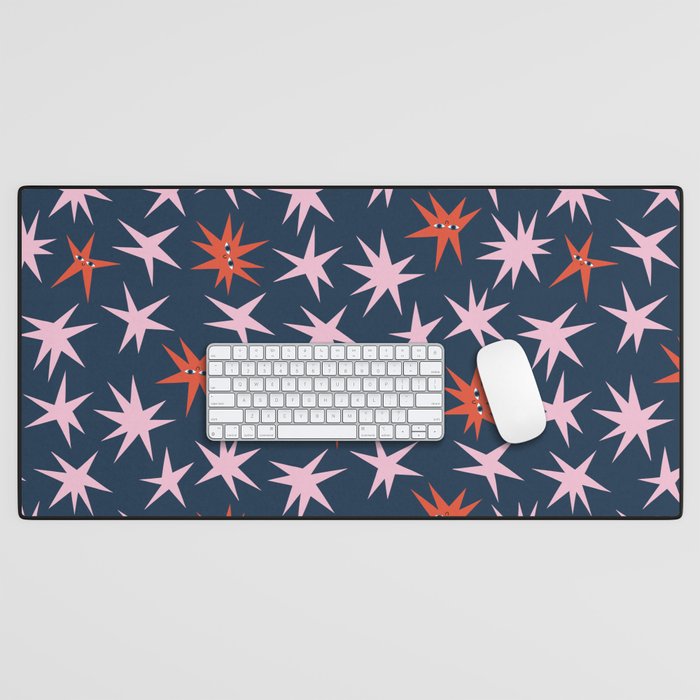 Pink Stars Pattern Desk Mat Gallery Image 1