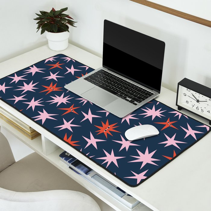 Pink Stars Pattern Desk Mat Gallery Image 2