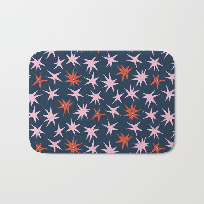 Pink Stars Pattern Bath Mat Gallery Image 1