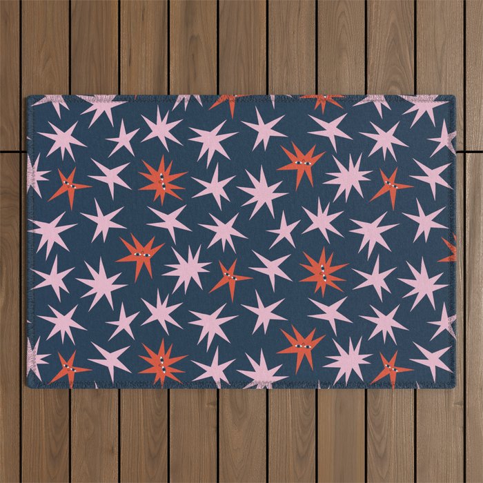Pink Stars Pattern Outdoor Rug Gallery Image 1
