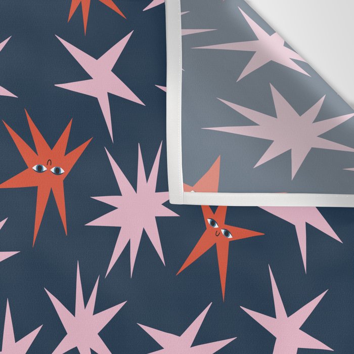 Pink Stars Pattern Wall Tapestry Gallery Image 3