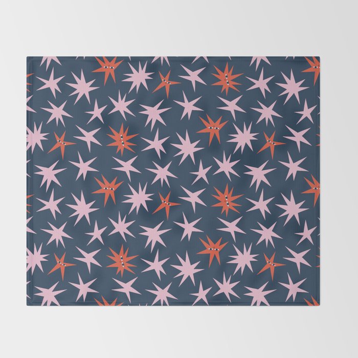 Pink Stars Pattern Throw Blanket Gallery Image 2