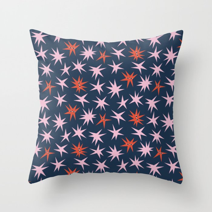 Pink Stars Pattern Throw Pillow Gallery Image 6
