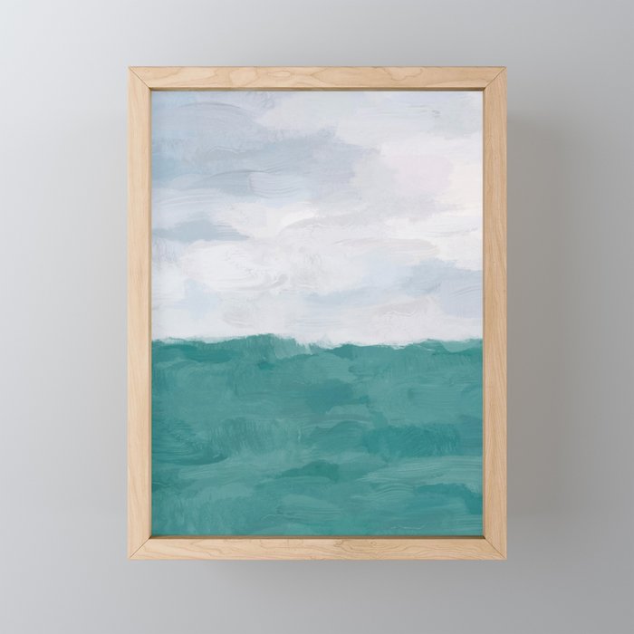 Out to Sea - Aqua Turquoise Mint Waves Horizon Abstract Nature Ocean Painting Art Print Wall Decor  Mini Art Print Gallery Image 1