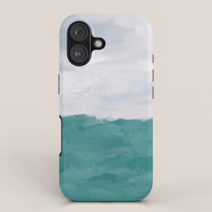 Out to Sea - Aqua Turquoise Mint Waves Horizon Abstract Nature Ocean Painting Art Print Wall Decor  iPhone Case Gallery Image 1