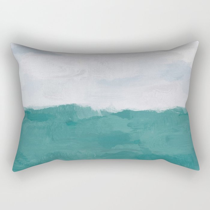 Out to Sea - Aqua Turquoise Mint Waves Horizon Abstract Nature Ocean Painting Art Print Wall Decor  Rectangular Pillow Gallery Image 2