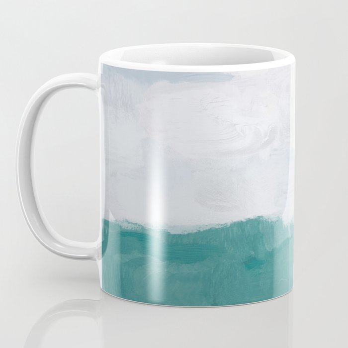 Out to Sea - Aqua Turquoise Mint Waves Horizon Abstract Nature Ocean Painting Art Print Wall Decor  Coffee Mug Gallery Image 3