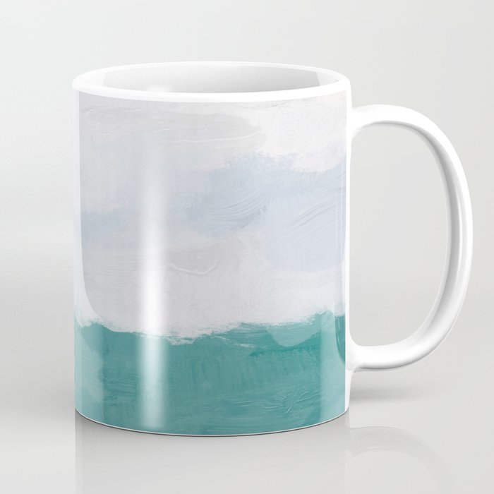 Out to Sea - Aqua Turquoise Mint Waves Horizon Abstract Nature Ocean Painting Art Print Wall Decor  Coffee Mug Gallery Image 1