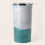Out to Sea - Aqua Turquoise Mint Waves Horizon Abstract Nature Ocean Painting Art Print Wall Decor  Travel Mug Gallery Image 1