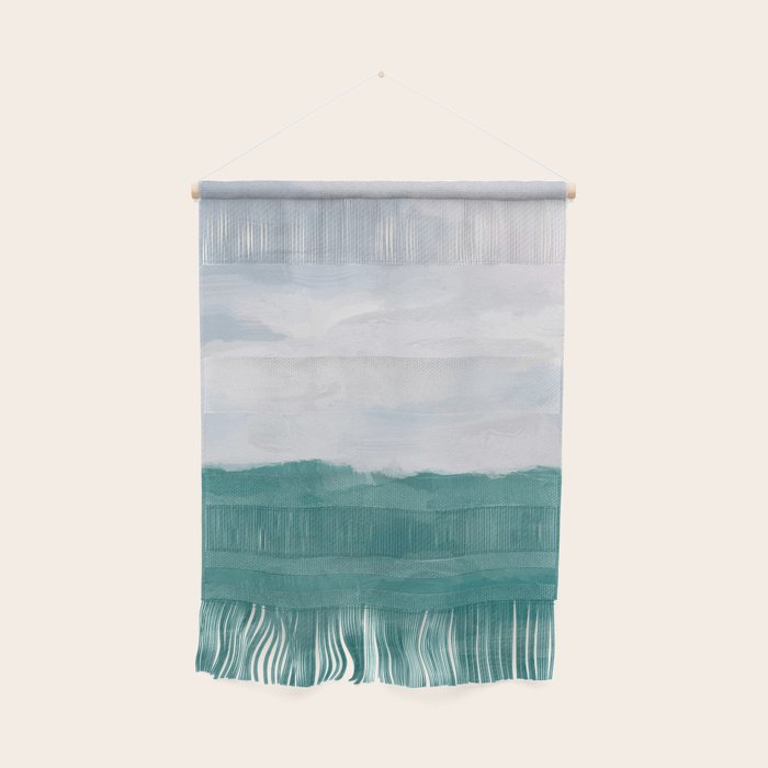 Out to Sea - Aqua Turquoise Mint Waves Horizon Abstract Nature Ocean Painting Art Print Wall Decor  Wall Hanging Gallery Image 1