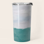 Out to Sea - Aqua Turquoise Mint Waves Horizon Abstract Nature Ocean Painting Art Print Wall Decor  Travel Mug Gallery Image 2