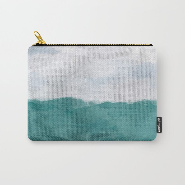 Out to Sea - Aqua Turquoise Mint Waves Horizon Abstract Nature Ocean Painting Art Print Wall Decor  Carry All Pouch Gallery Image 1