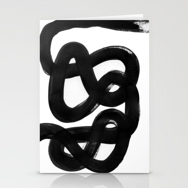 Knots Black & White Minimalist Ink Tribal Mid Century Pattern Dark Painting Pattern Stationery Card Gallery Image 1