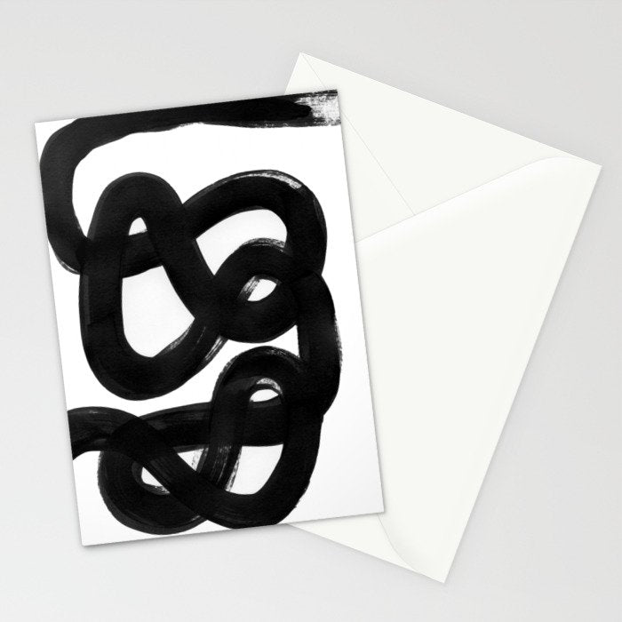 Knots Black & White Minimalist Ink Tribal Mid Century Pattern Dark Painting Pattern Stationery Card Gallery Image 2