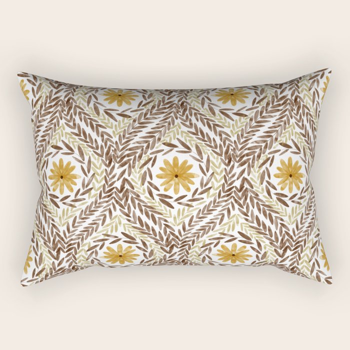 Golden Daisy Swirl Rectangular Pillow Gallery Image 2
