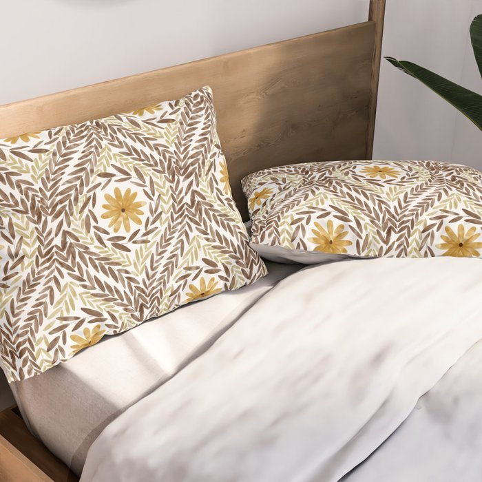 Golden Daisy Swirl Pillow Sham Gallery Image 2