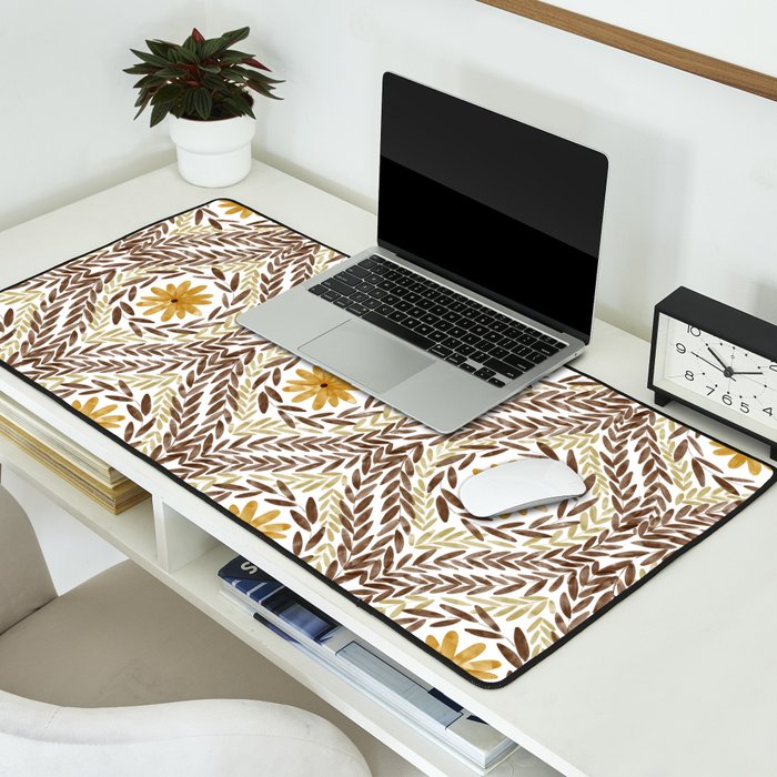 Golden Daisy Swirl Desk Mat Gallery Image 2