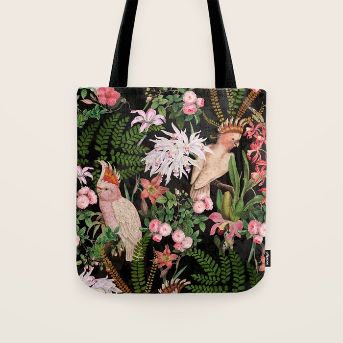 Vintage & Shabby Chic - Botanical Tropical Night Pattern  Tote Bag Gallery Image 1