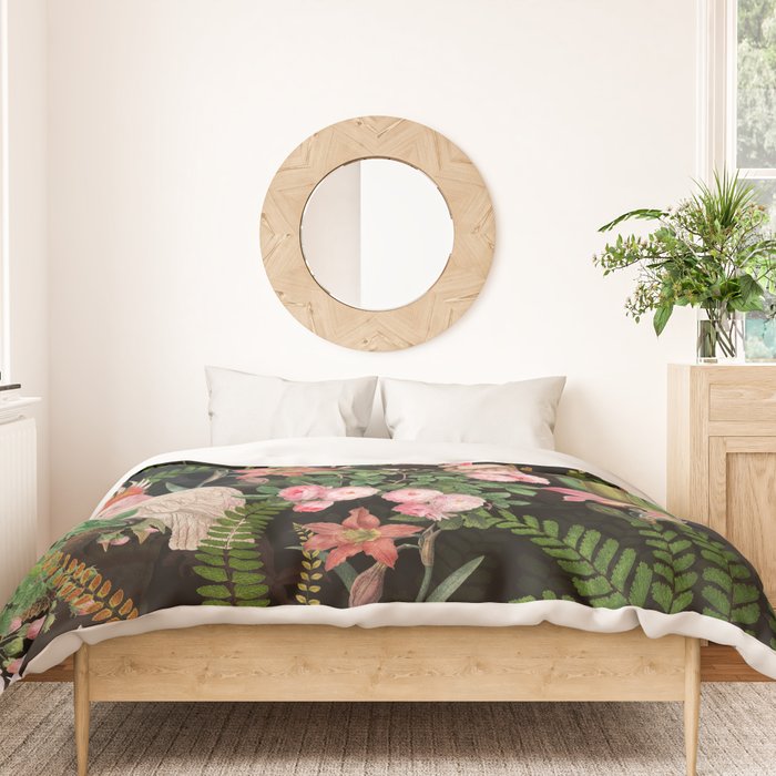 Vintage & Shabby Chic - Botanical Tropical Night Pattern  Duvet Cover Gallery Image 3