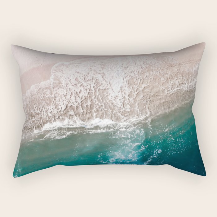 Ocean Walk V - Aerial Beach photography by Ingrid Beddoes Rectangular Pillow Gallery Image 1